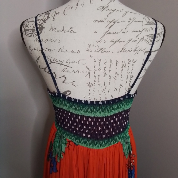 NWT Anthropologie Maeve Petites Orange Floral Maxi Dress Spaghetti Straps - 8P - Picture 10 of 12